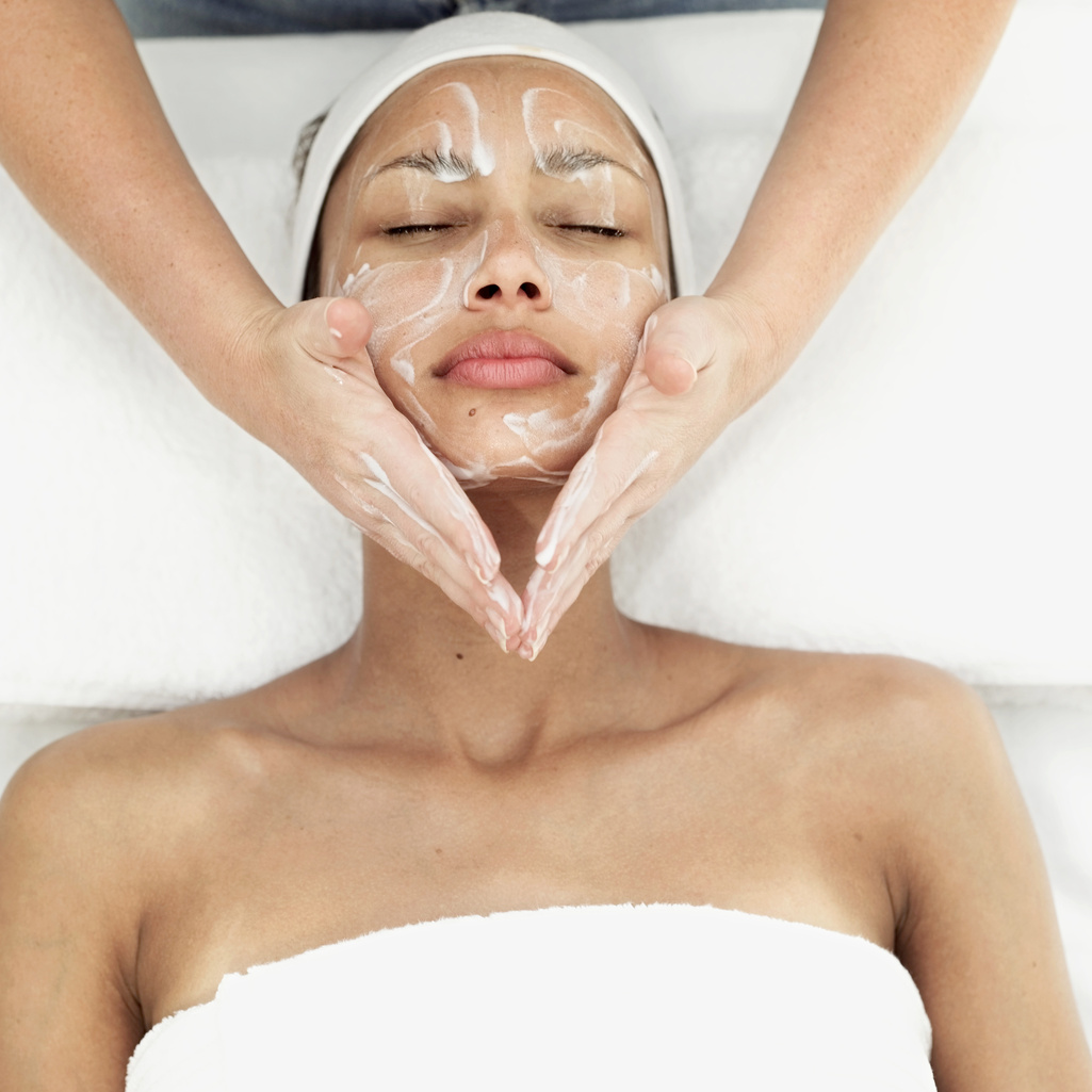 woman getting facial treatment