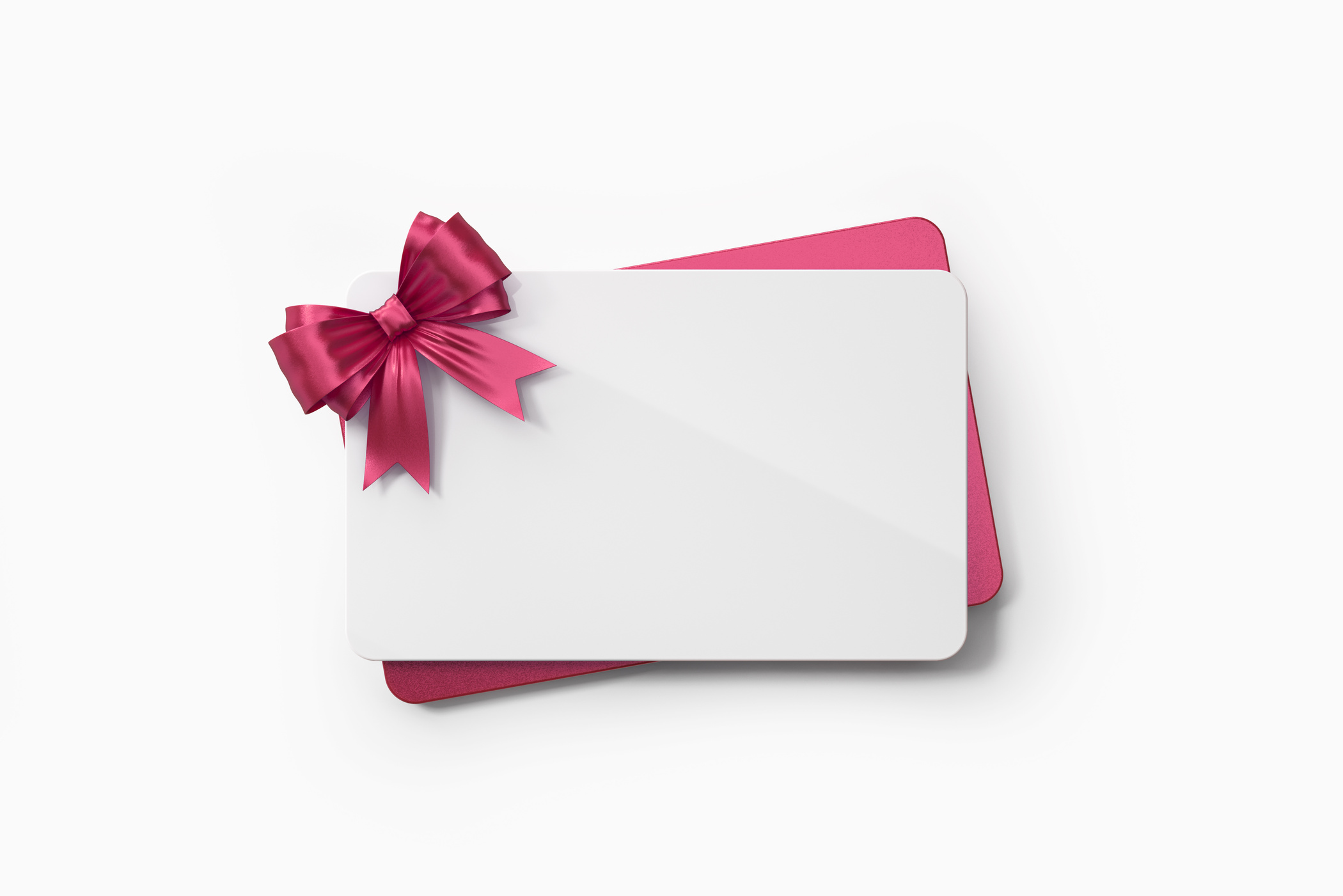 White And Pink Gift Cards With Pink Bow Tie On White Background